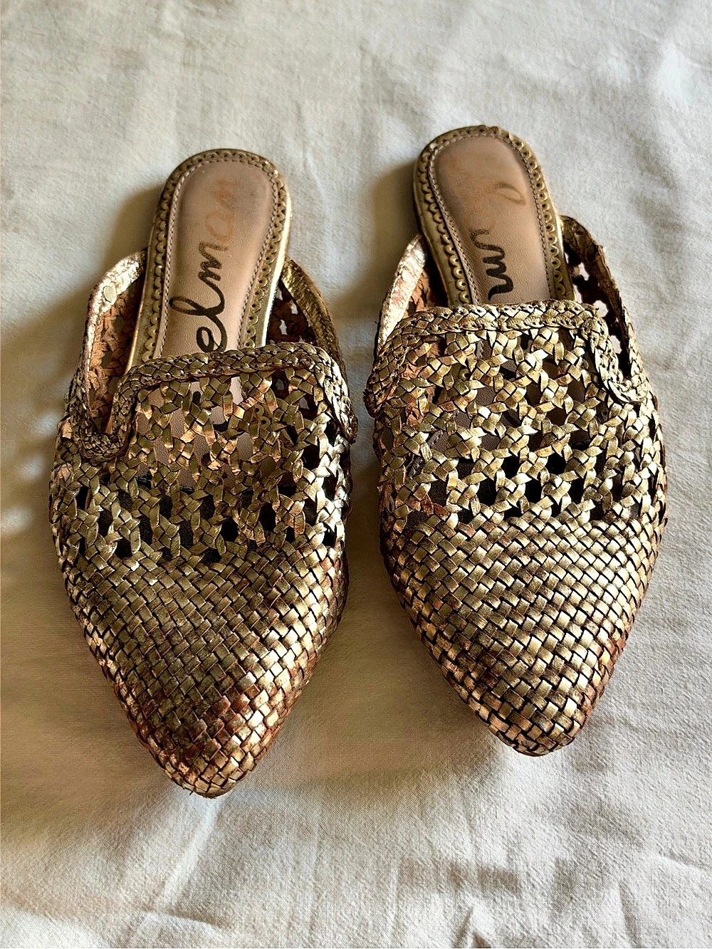 Sam Edelman Leona Woven Mules Gold US 6